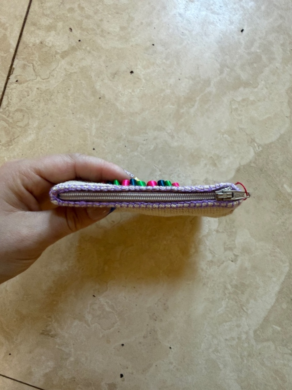 Handmade Multicolor Crochet Wallet with Ribbon Accent - Picture 3 of 4